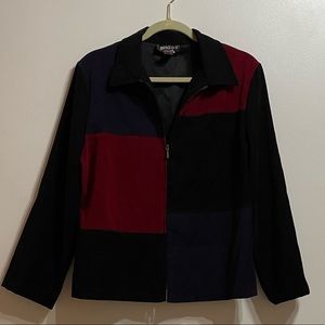 Briggs New York Red, Purple, and Black Velvet Jacket w/ Shoulder Pads